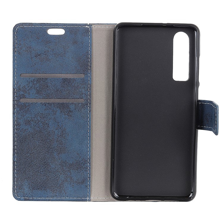 Vintage Style Wallet Leather Cell Phone Cover for Huawei P30 - Blue-5