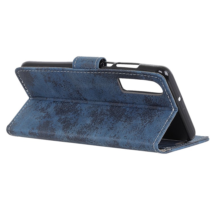 Vintage Style Wallet Leather Cell Phone Cover for Huawei P30 - Blue-6