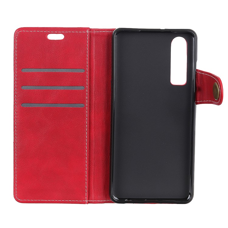 S Shape Textured Wallet Leather Phone Cover for Huawei P30 - Red-8