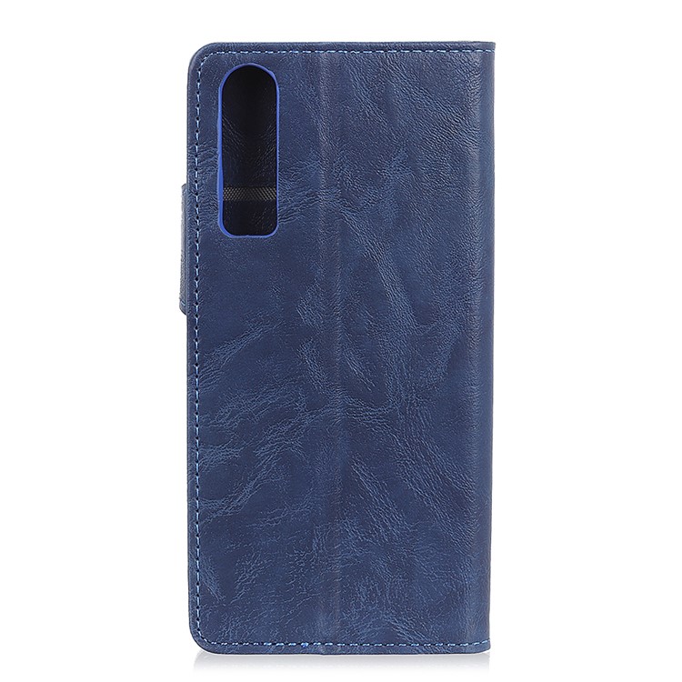 S Shape Crazy Horse Wallet Leather Cell Phone Case for Huawei P30 - Blue-3
