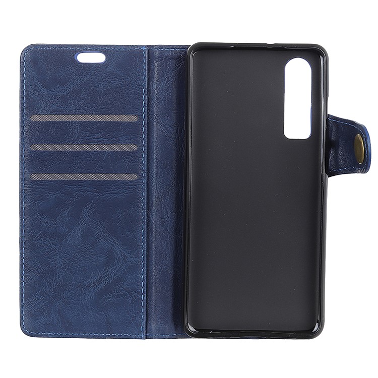 S Shape Crazy Horse Wallet Leather Cell Phone Case for Huawei P30 - Blue-5
