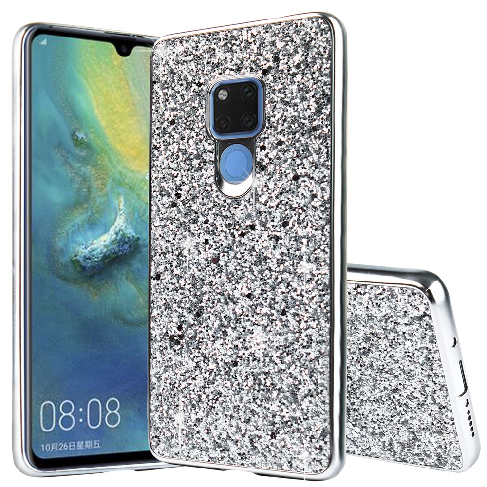 Glittering Sequins Electroplating TPU PC Combo Case for Huawei Mate 20 - Silver-1