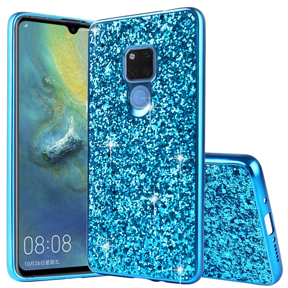 Glittering Sequins Electroplating TPU PC Hybrid Phone Shell for Huawei Mate 20 - Blue-1