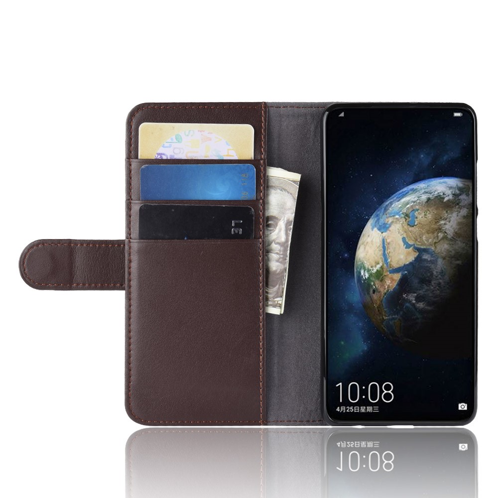Genuine Split Leather Wallet Stand Phone Cover for Huawei P30 - Brown-4
