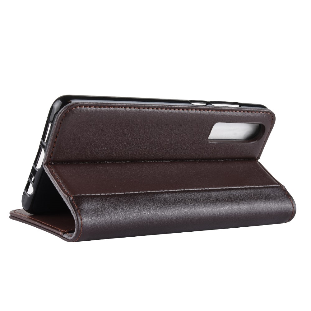 Genuine Split Leather Wallet Stand Phone Cover for Huawei P30 - Brown-5