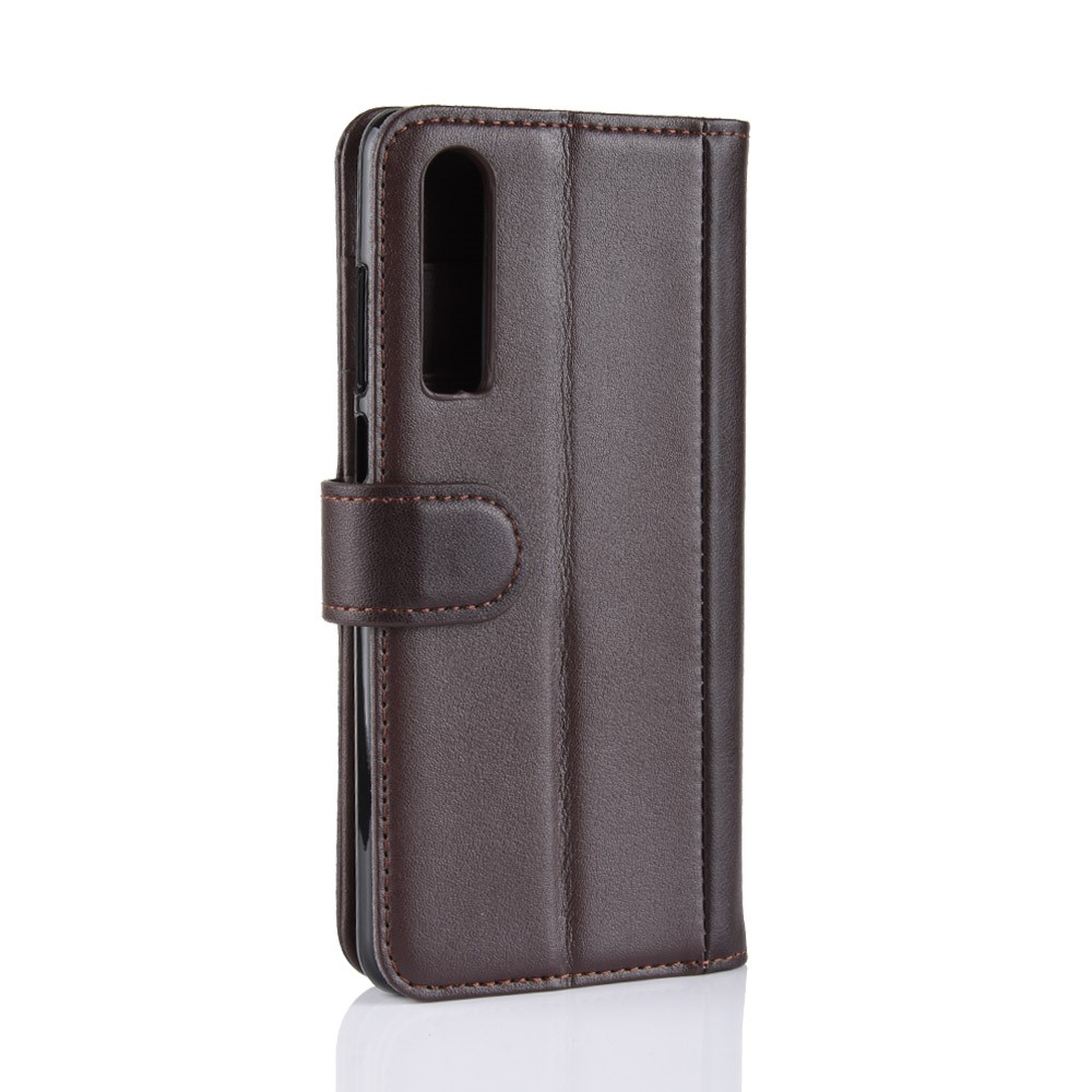 Genuine Split Leather Wallet Stand Phone Cover for Huawei P30 - Brown-6
