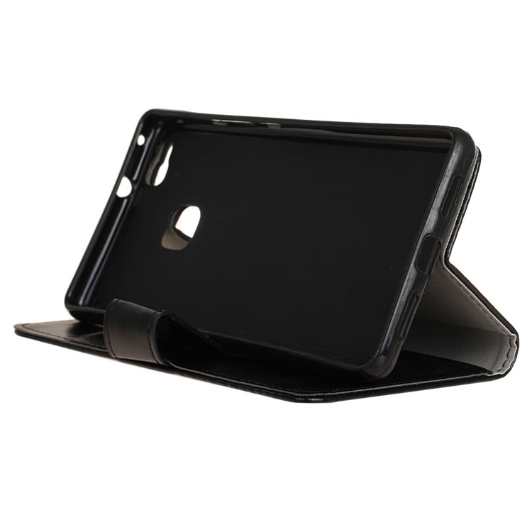 Crazy Horse Leather Case Flip Wallet Cover for Huawei P9 Lite - Black-4