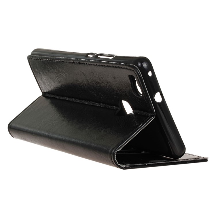 Crazy Horse Leather Case Flip Wallet Cover for Huawei P9 Lite - Black-5