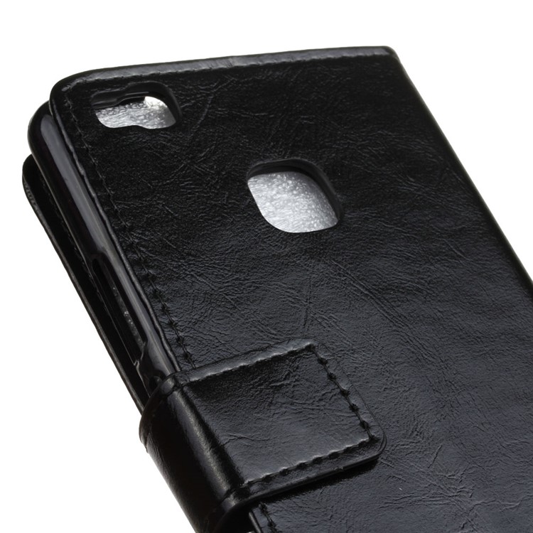 Crazy Horse Leather Case Flip Wallet Cover for Huawei P9 Lite - Black-7