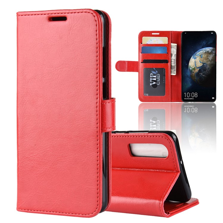 Crazy Horse Wallet Stand Leather Mobile Case for Huawei P30 - Red-1