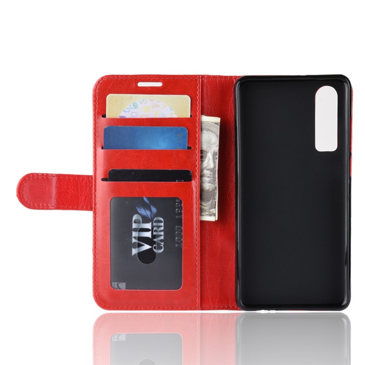 Crazy Horse Wallet Stand Leather Mobile Case for Huawei P30 - Red-4