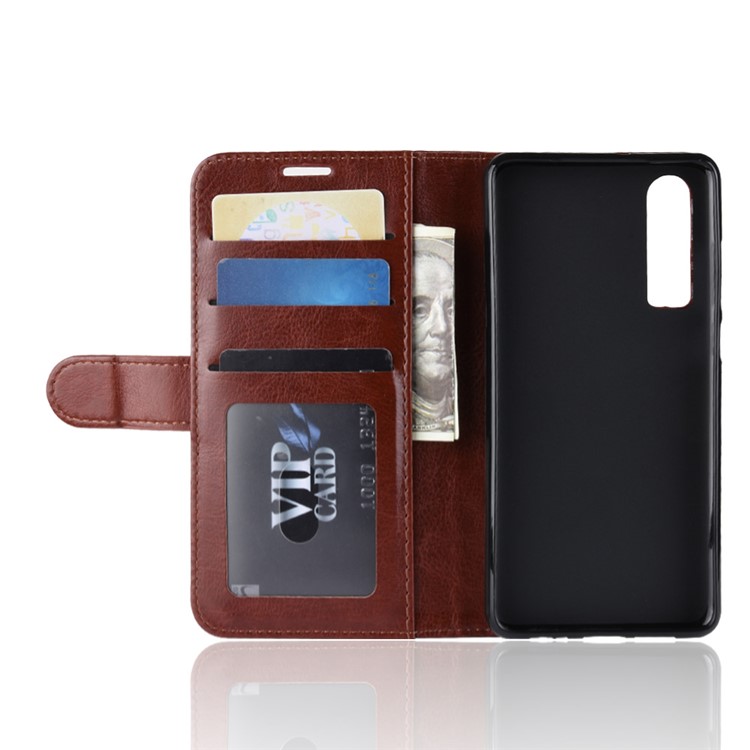 Crazy Horse Wallet Stand Leather Phone Casing Shell for Huawei P30 - Brown-2