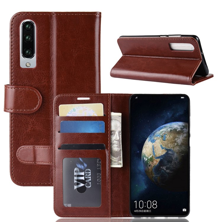 Crazy Horse Wallet Stand Leather Phone Casing Shell for Huawei P30 - Brown-6