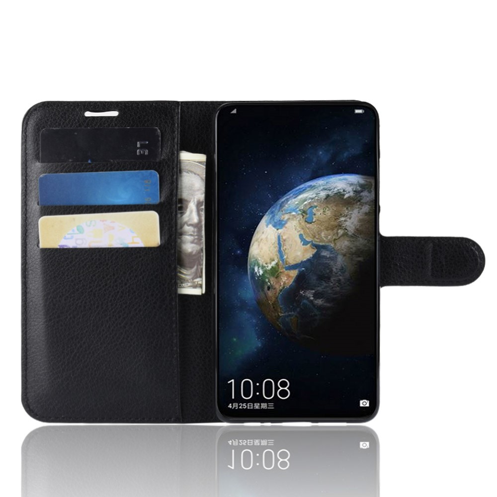 Litchi Texture Willet Stand Case Protector de Cuero Para Huawei P30 - Negro-4