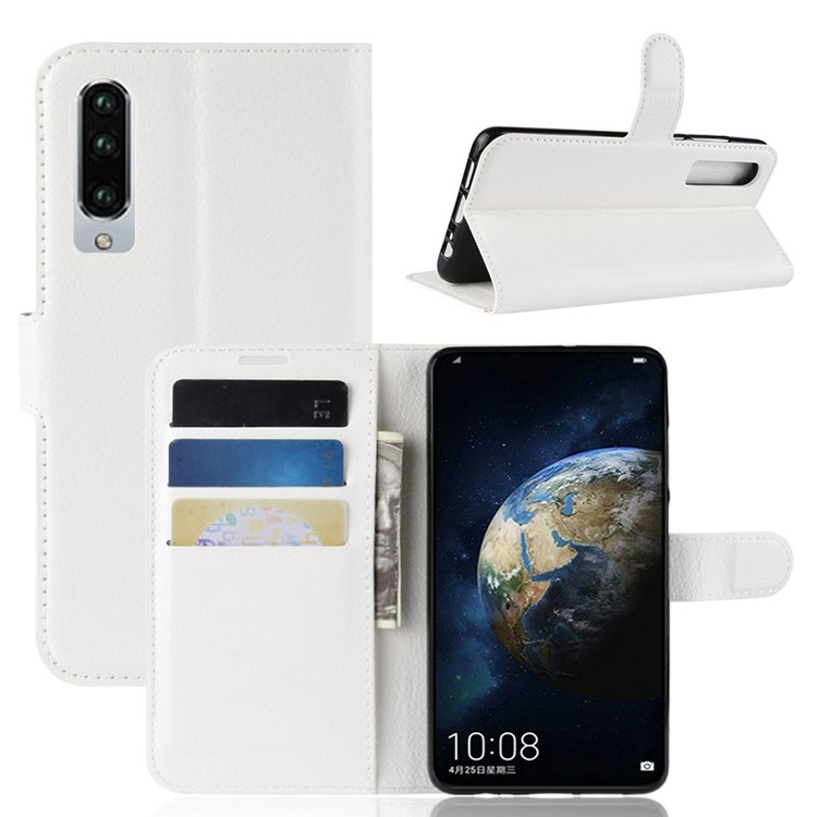 Litchi Texture Wallet Stand Leather Protective Cover for Huawei P30 - White-1