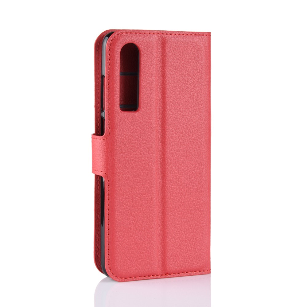 Litchi Texture Wallet Stand Leather Protective Shell for Huawei P30 - Red-3