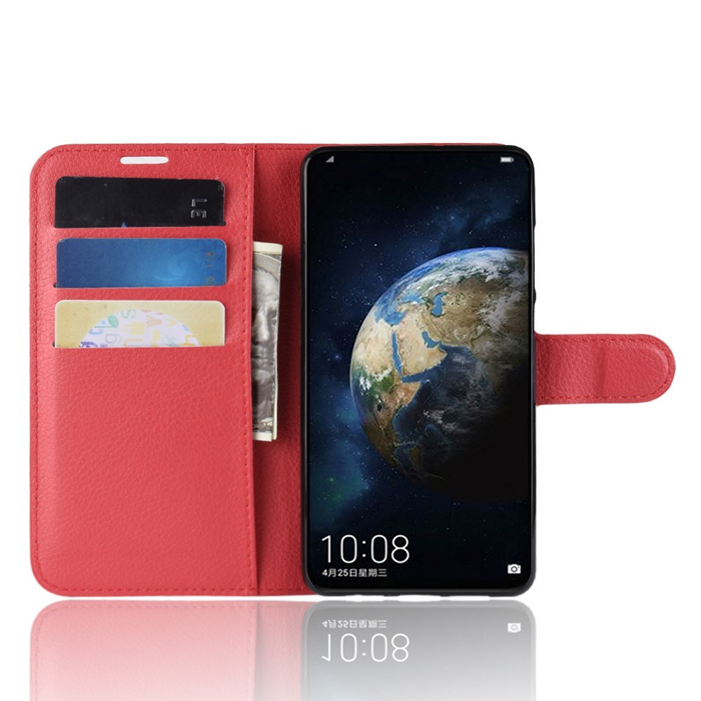 Litchi Texture Wallet Stand Leather Protective Shell for Huawei P30 - Red-4