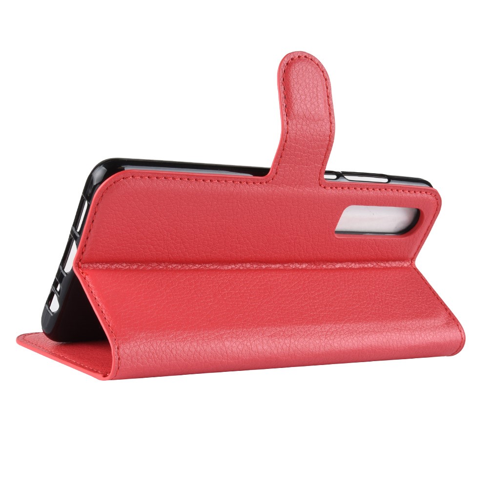 Litchi Texture Wallet Stand Leather Protective Shell for Huawei P30 - Red-6