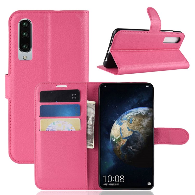 Litchi Texture Wallet Stand Leather Mobile Case for Huawei P30 - Rose-1