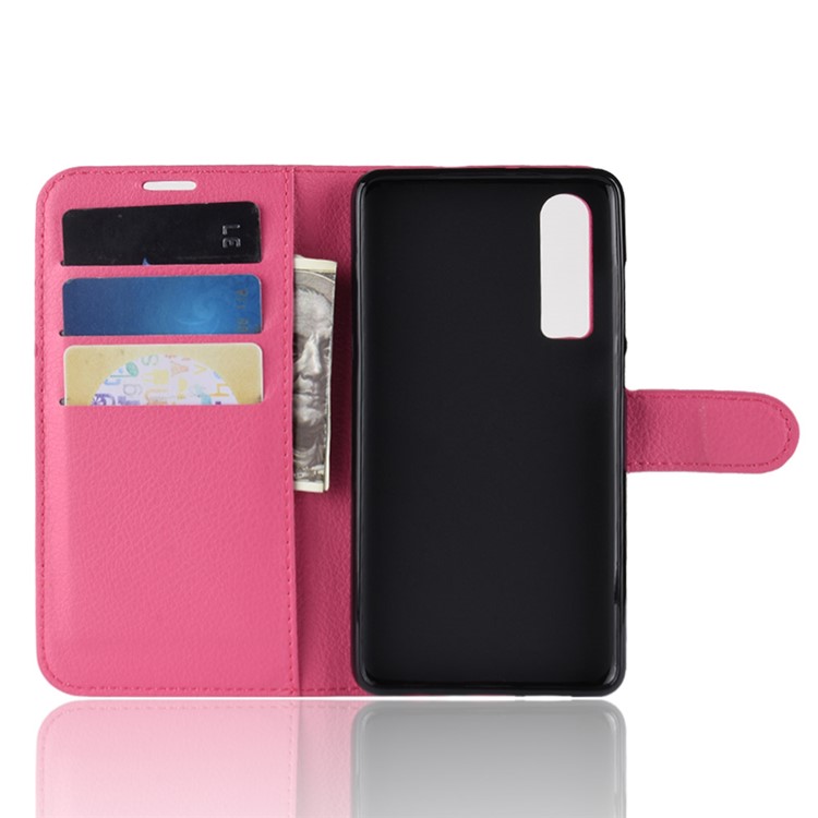 Litchi Texture Wallet Stand Leather Mobile Case for Huawei P30 - Rose-5