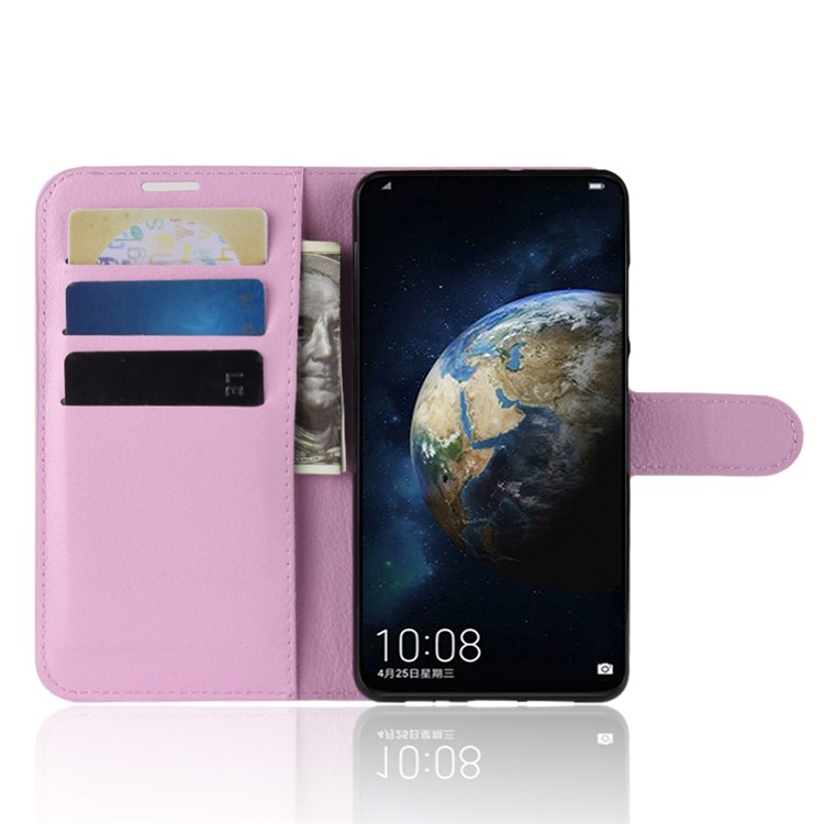 Litchi Texture Wallet Stand Leather Mobile Cover for Huawei P30 - Pink-4