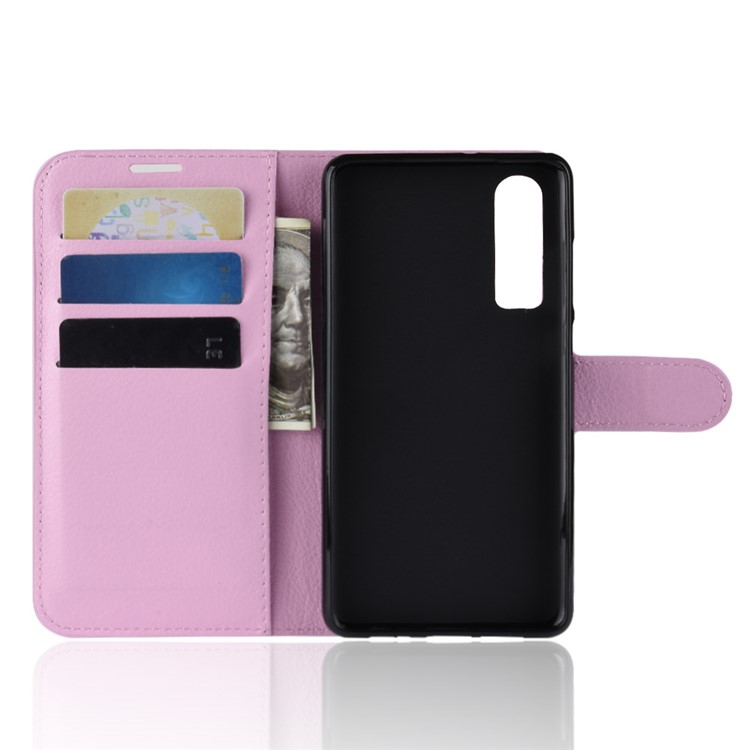 Litchi Texture Wallet Stand Leather Mobile Cover for Huawei P30 - Pink-5