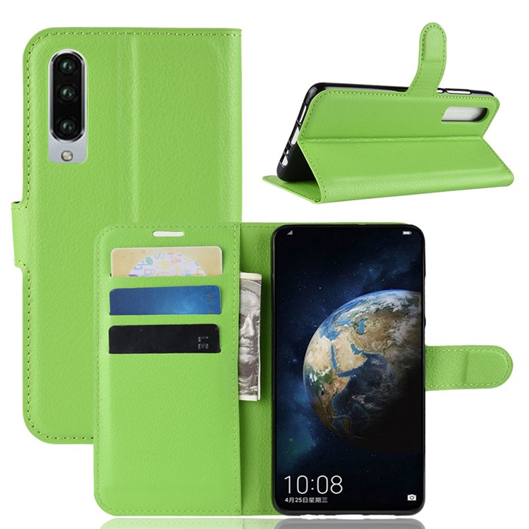 Litchi Texture Wallet Magnetic Leather Phone Shell for Huawei P30 - Green-1