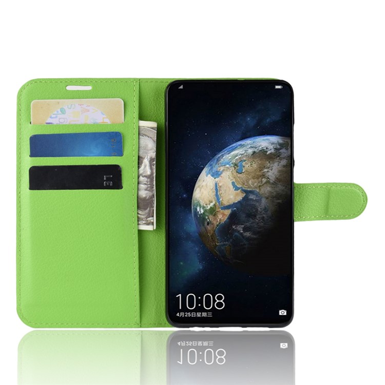 Litchi Texture Wallet Magnetic Leather Phone Shell for Huawei P30 - Green-4