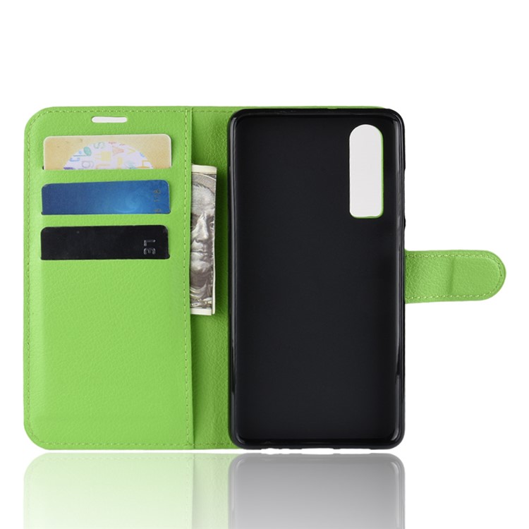 Litchi Texture Wallet Magnetic Leather Phone Shell for Huawei P30 - Green-5