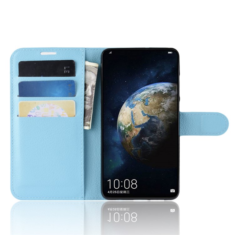 Litchi Textur Wallet Stand Leather Mobiltelefonkoffer Für Huawei P30 - Blau-4