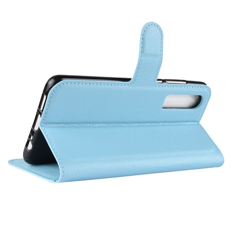 Litchi Texture Wallet Stand Cuero Celular Caja Para Huawei P30 - Azul