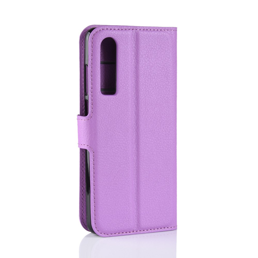 Litchi Texture Wallet Stand Leather Phone Casing for Huawei P30 - Purple-3