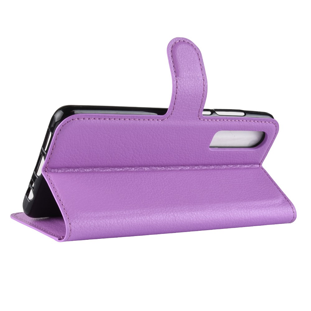 Litchi Texture Wallet Stand Leather Phone Casing for Huawei P30 - Purple-6