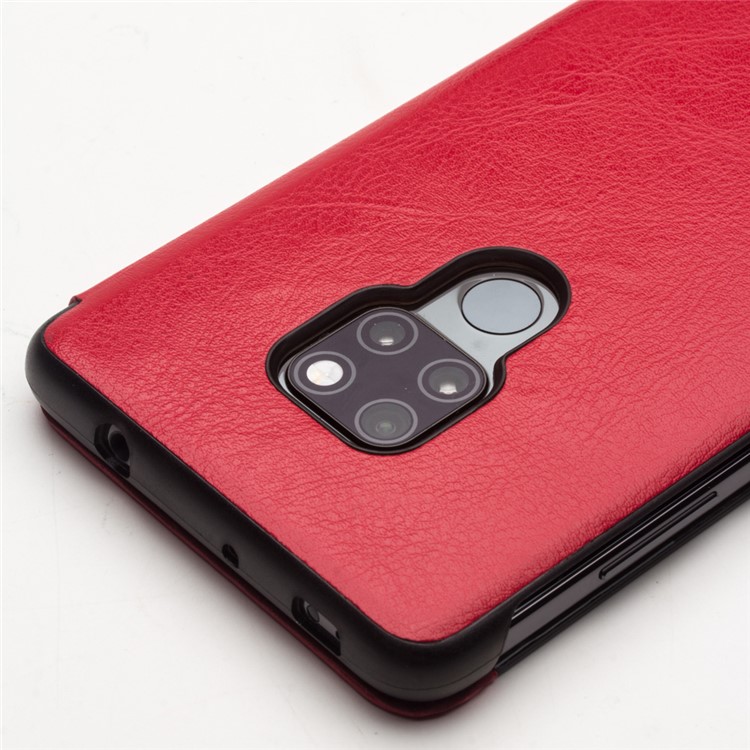 QIALINO for Huawei Mate 20 View Window Cowhide Leather Smart Case - Red-3