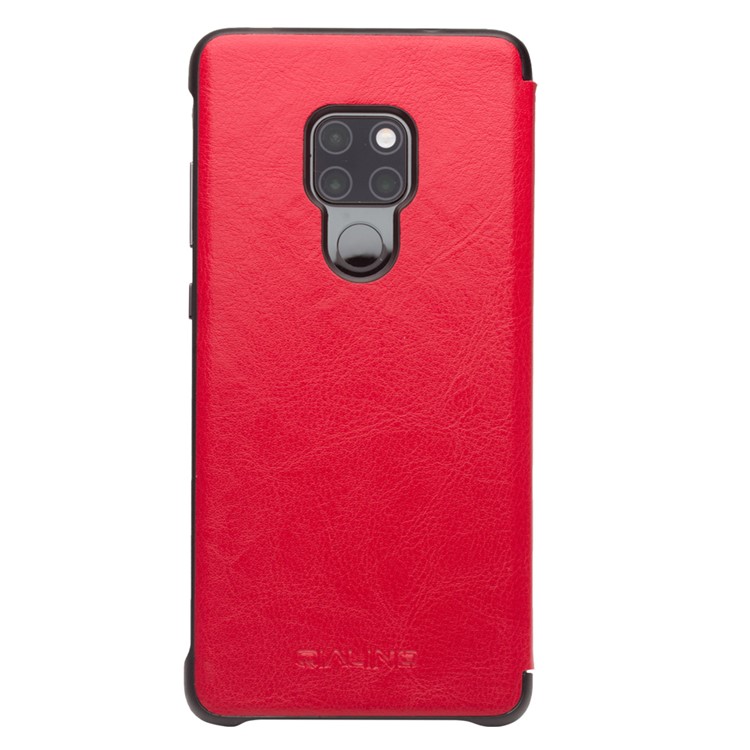 QIALINO for Huawei Mate 20 View Window Cowhide Leather Smart Case - Red-4