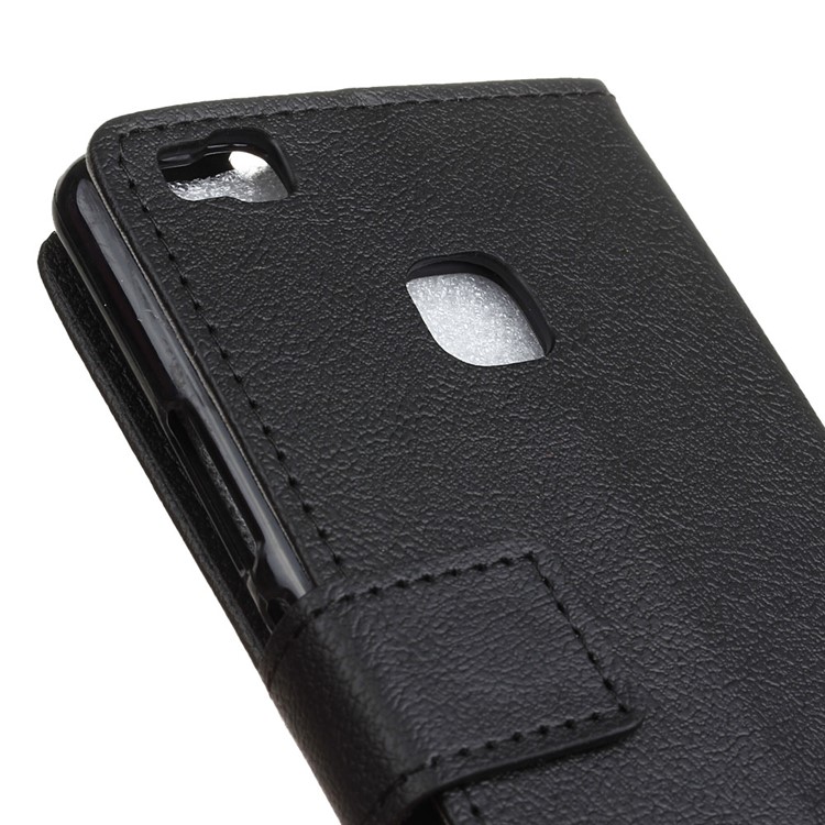 Faux Leather Case Wallet Stand for Huawei P9 Lite - Black-7