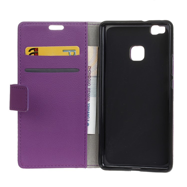 Leather Case Wallet Stand Cover for Huawei P9 Lite - Purple-3