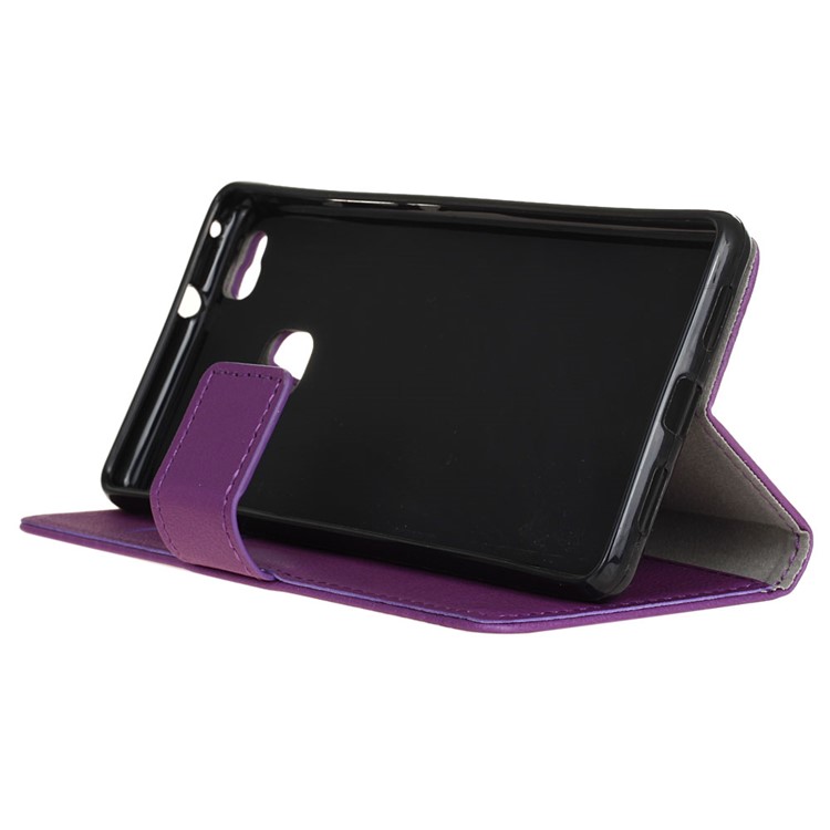 Leather Case Wallet Stand Cover for Huawei P9 Lite - Purple-4