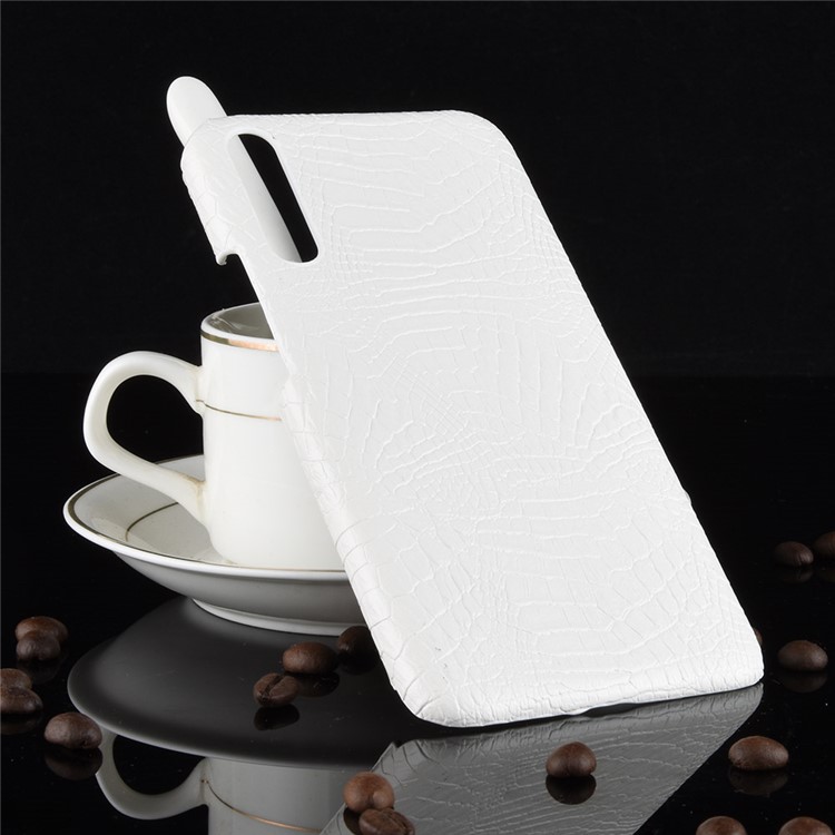 Crocodile Texture PU Leather Coated PC Phone Cover for Huawei P30 - White-2