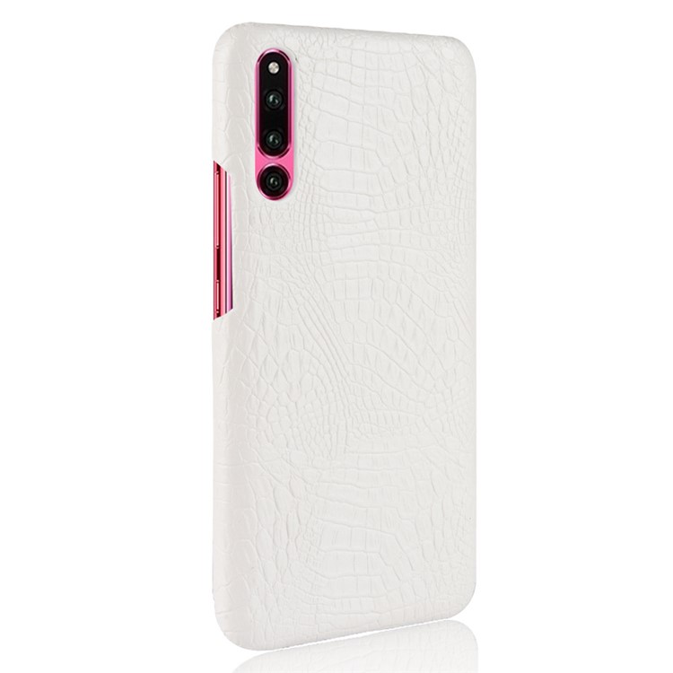 Crocodile Texture PU Leather Coated PC Phone Cover for Huawei P30 - White-4