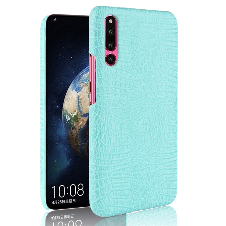 Boîtier Mobile PC Revêtu De Cuir De Texture De Crocodile Pour Huawei P30 - Cyan-1