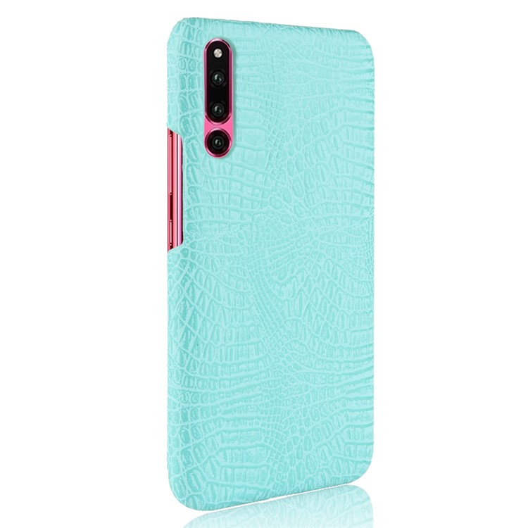 Boîtier Mobile PC Revêtu De Cuir De Texture De Crocodile Pour Huawei P30 - Cyan-4
