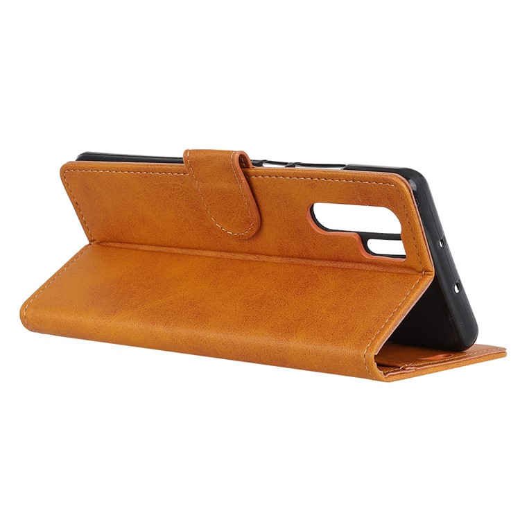 For Huawei P30 Pro Matte PU Leather Wallet Magnetic Phone Case - Brown-9