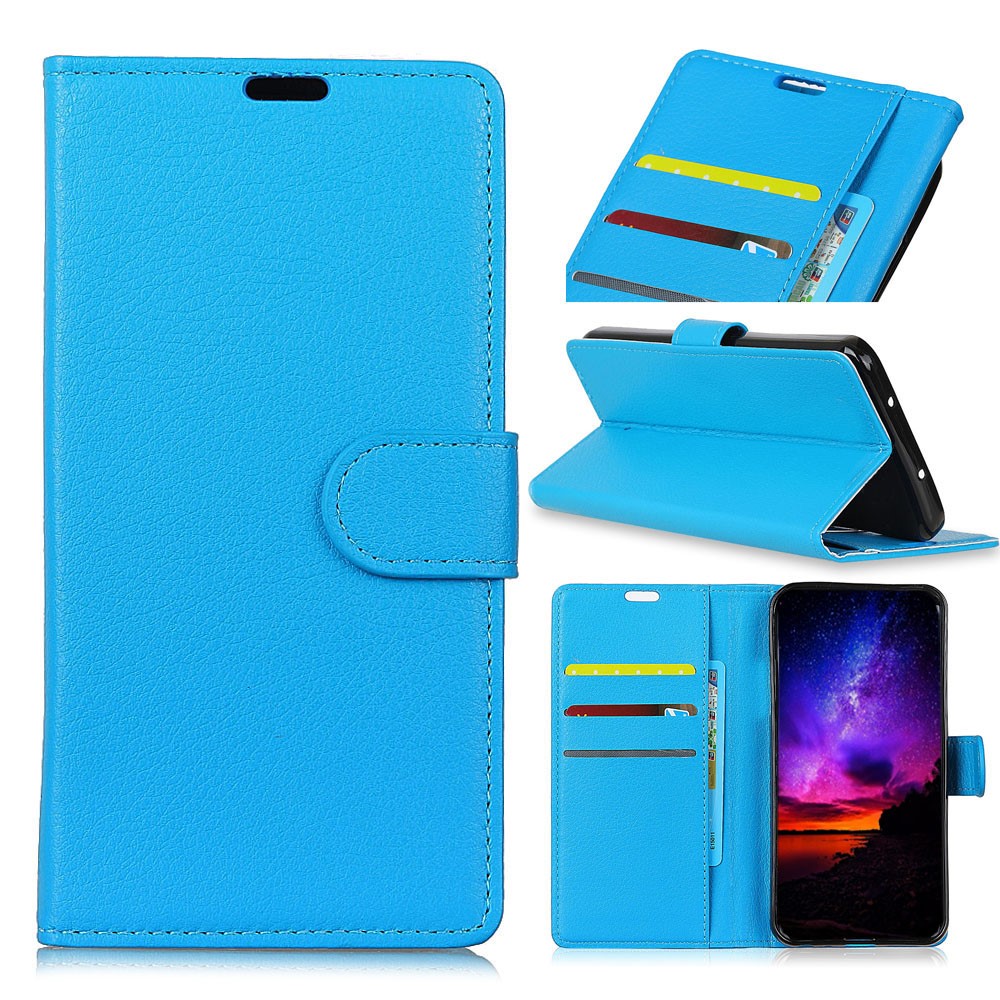 Litchi Skin Wallet Leather Magnetic Case for Huawei P30 Pro - Blue-1