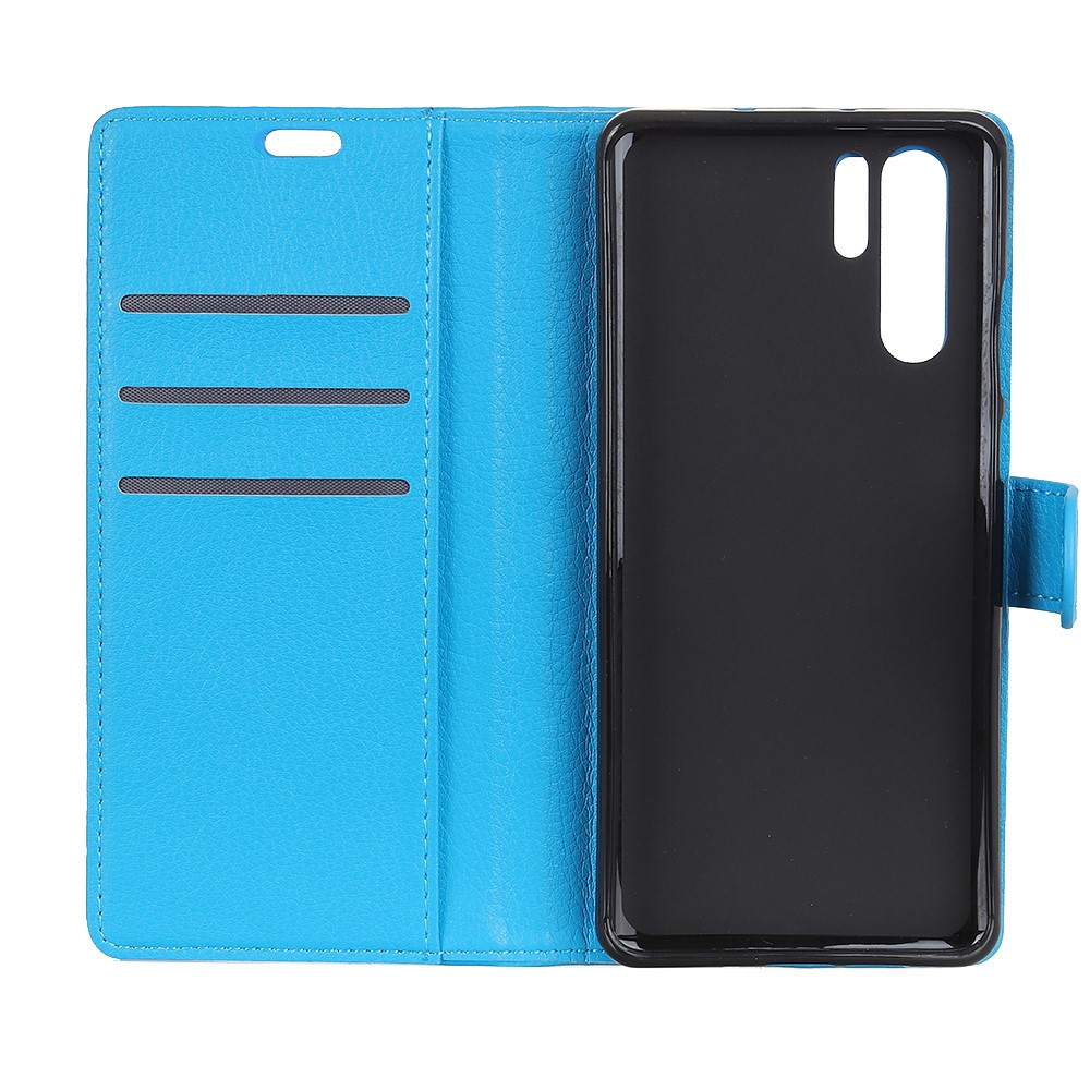 Litchi Skin Wallet Leather Magnetic Case for Huawei P30 Pro - Blue-5
