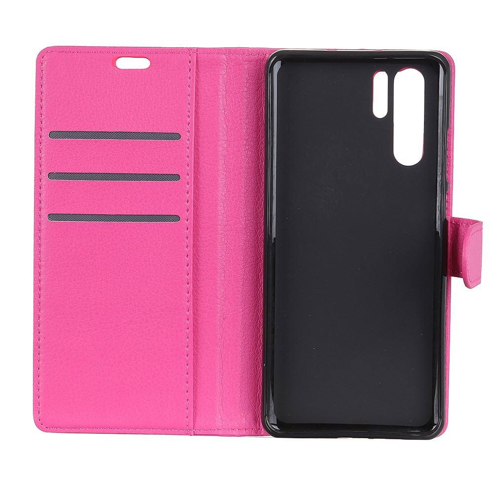 Litchi Skin Wallet Leather Protection Case for Huawei P30 Pro - Rose-5