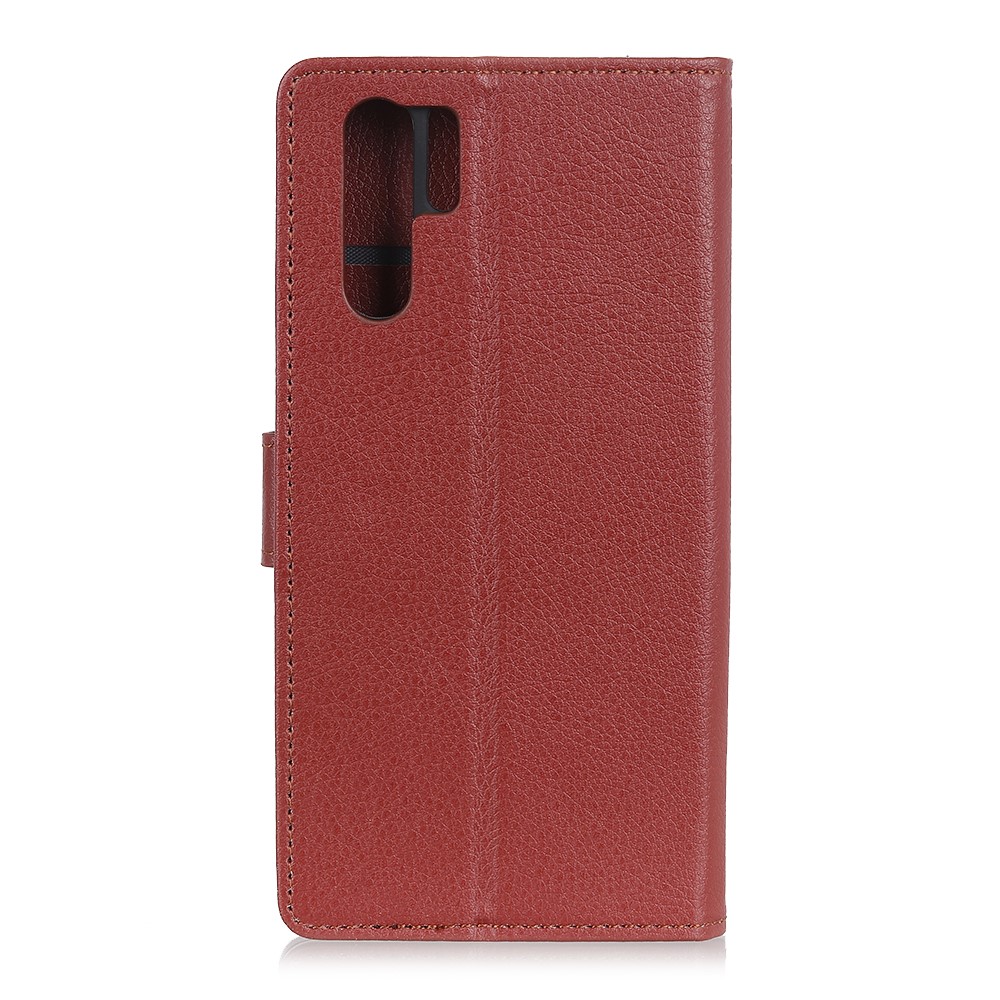 Litchi Skin Leather Stand Cover with Card Slots for Huawei P30 Pro - Brown-4