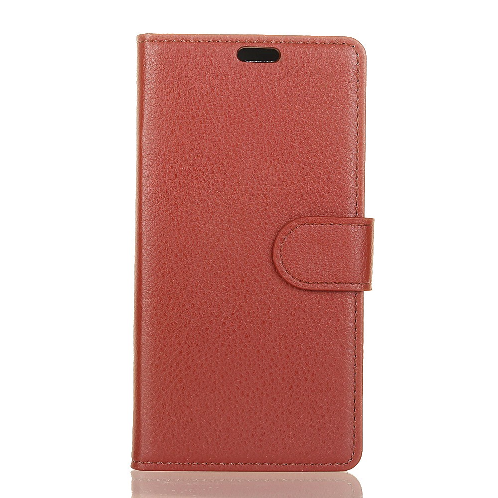 Litchi Skin Leather Stand Cover with Card Slots for Huawei P30 Pro - Brown-7