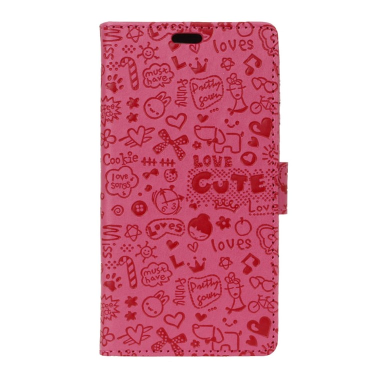 Cartoon Patterns Leather Wallet Card Holder Case for Huawei P9 Lite - Rose-1