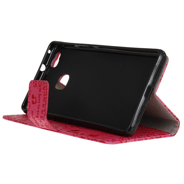 Cartoon Patterns Leather Wallet Card Holder Case for Huawei P9 Lite - Rose-4